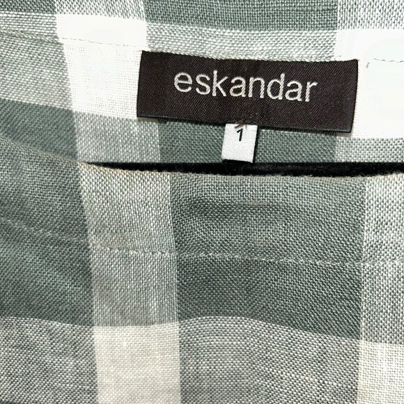 eskander gray white buffalo check linen oversized top 1 size - Picture 2 of 4